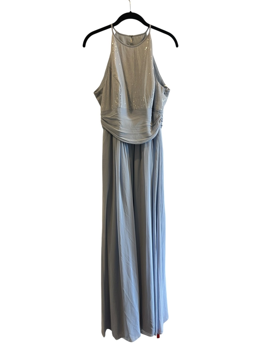 After Six | NWT | Elegant Beaded Halter Evening Gown - Light Gray | Size 12